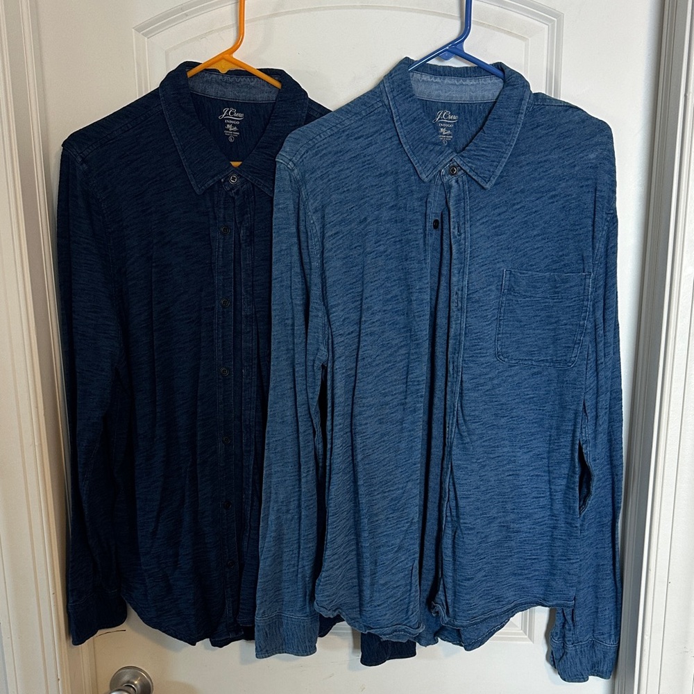 Bundle lot J.Crew Indigo-dyed Harbor shirt (2)